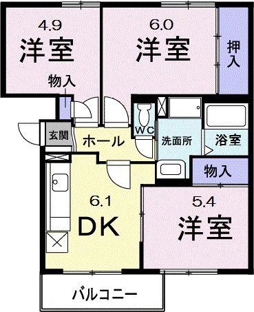 コストバ-ル(3DK/1階)の間取り写真