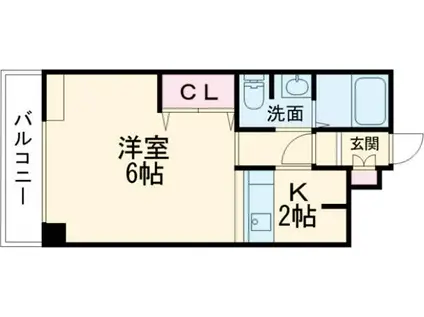 CUBO松陰(1DK/2階)の間取り写真