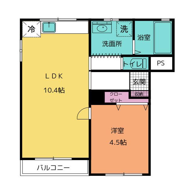 アクアノート(1LDK/2階)の間取り写真