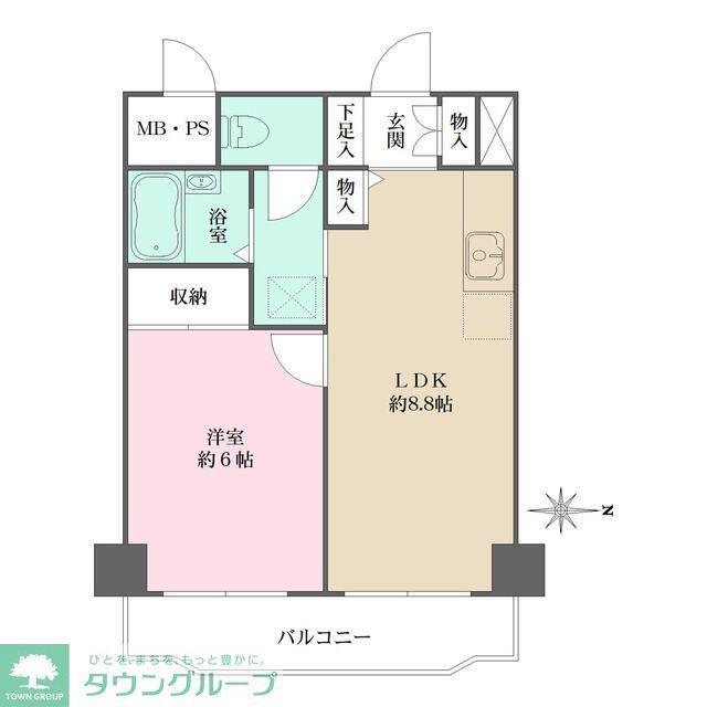シェソワ百人町(1LDK/4階)の間取り写真