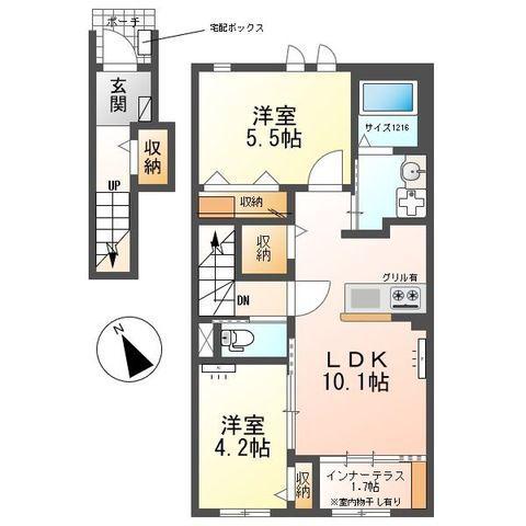 JOUR DE FLORAISON H(2LDK/2階)の間取り写真