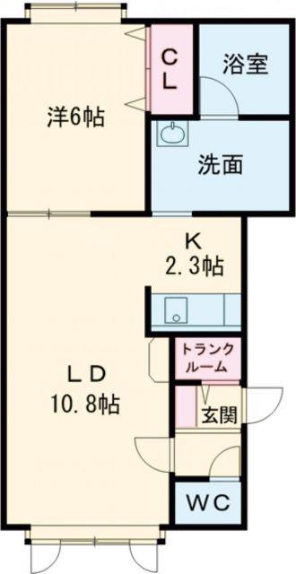 ニューエスパニアIA(1LDK/2階)の間取り写真