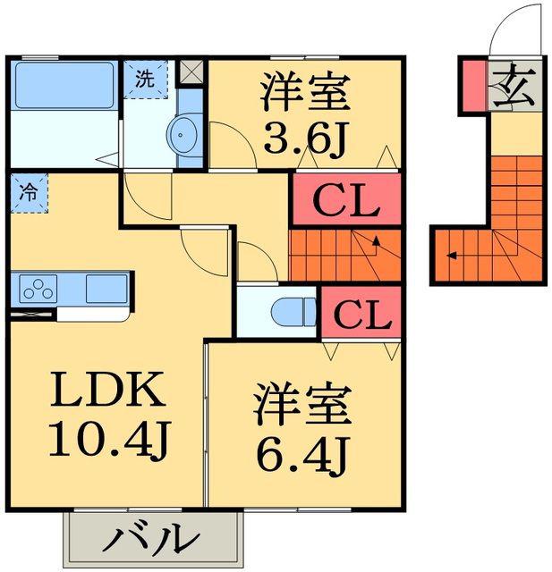 メゾンエミールⅠ(2LDK/2階)の間取り写真