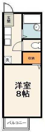 ハイツふらの(ワンルーム/2階)の間取り写真