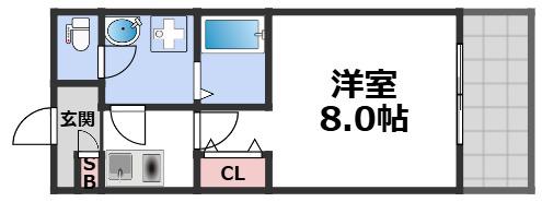 クレスト舎利寺(1K/1階)の間取り写真