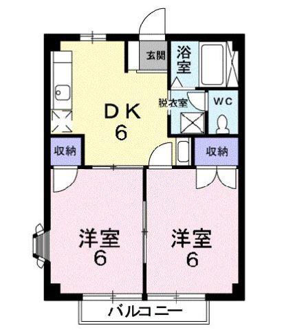サンハイツ近田A(2DK/2階)の間取り写真