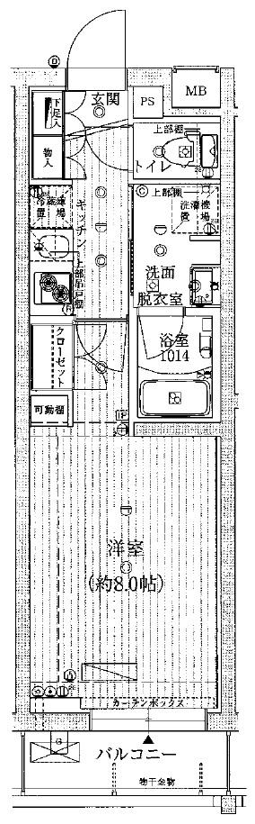B CITY APARTMENT TOKYO サウス(1K/2階)の間取り写真