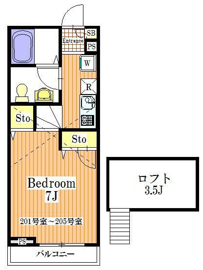 アピアグレース(1K/2階)の間取り写真