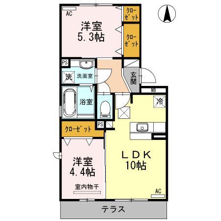 メルヴェール(2LDK/1階)の間取り写真
