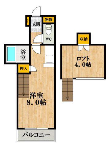 コスモレジデンス北加賀屋II(ワンルーム/1階)の間取り写真