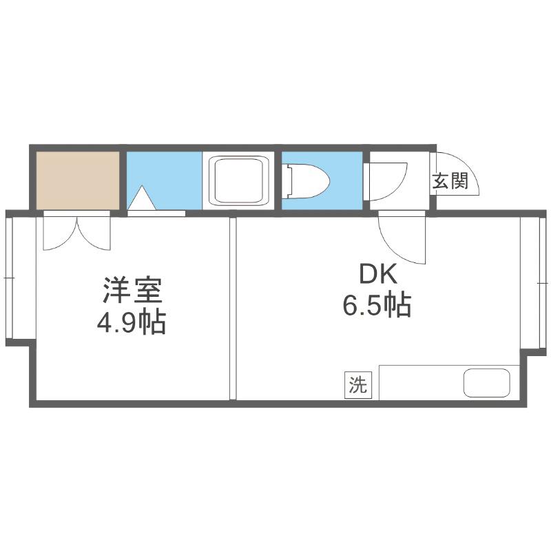 フラットアイ(1DK/1階)の間取り写真