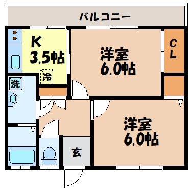 FL田上(2K/1階)の間取り写真