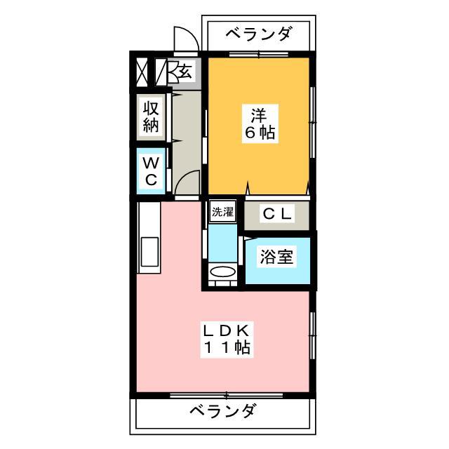 コーポミツワVI(1LDK/4階)の間取り写真