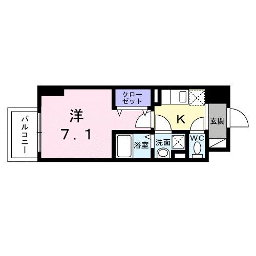 スアヴィス平塚八重咲(1K/8階)の間取り写真