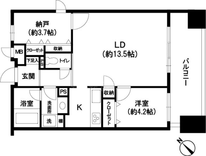 195-GA(1SLDK/3階)の間取り写真