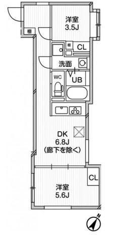 EXAM中目黒II(2DK/3階)の間取り写真