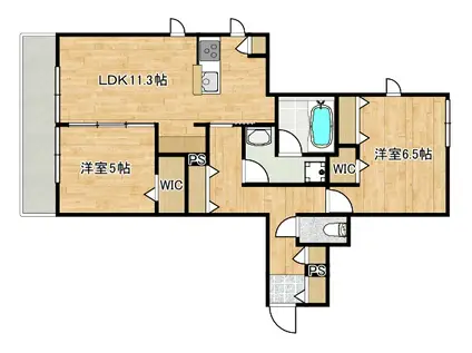 市ノ坪ヘーベルメゾン(2LDK/2階)の間取り写真