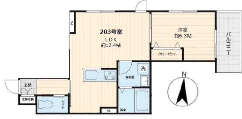 TIEDEUR(1LDK/2階)の間取り写真