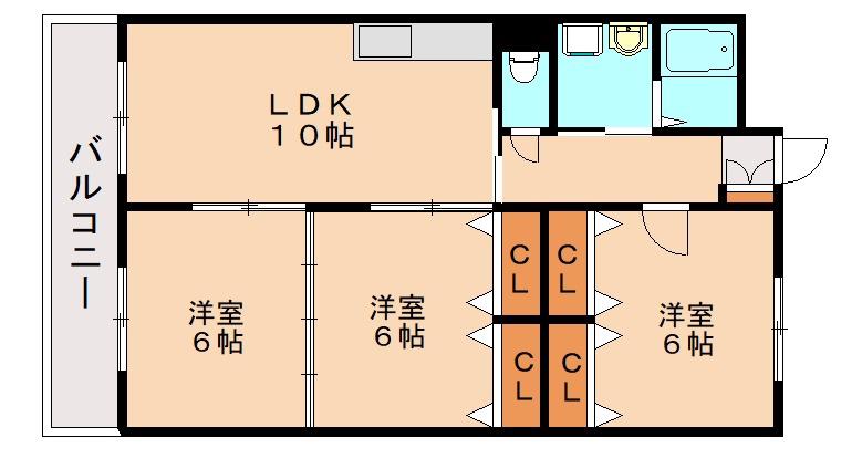 リシェス有田(3LDK/3階)の間取り写真