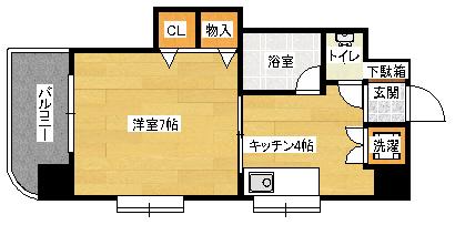 ベルレージュ二葉の里(1K/8階)の間取り写真