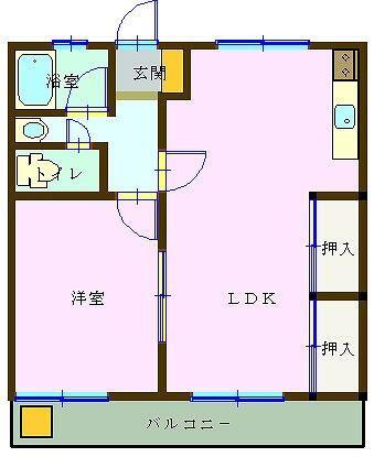 ハイツ大塚(1LDK/2階)の間取り写真