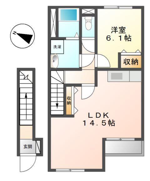 ステディア(1LDK/2階)の間取り写真