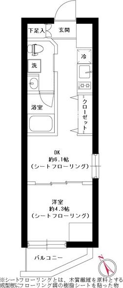LA PERLA BUNKYO-KOISHIKAWA(1DK/6階)の間取り写真