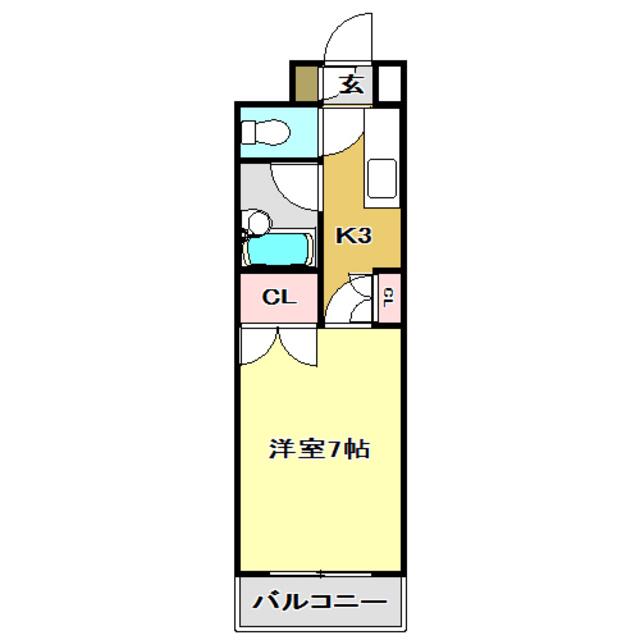 ジョイフル西町(1K/1階)の間取り写真