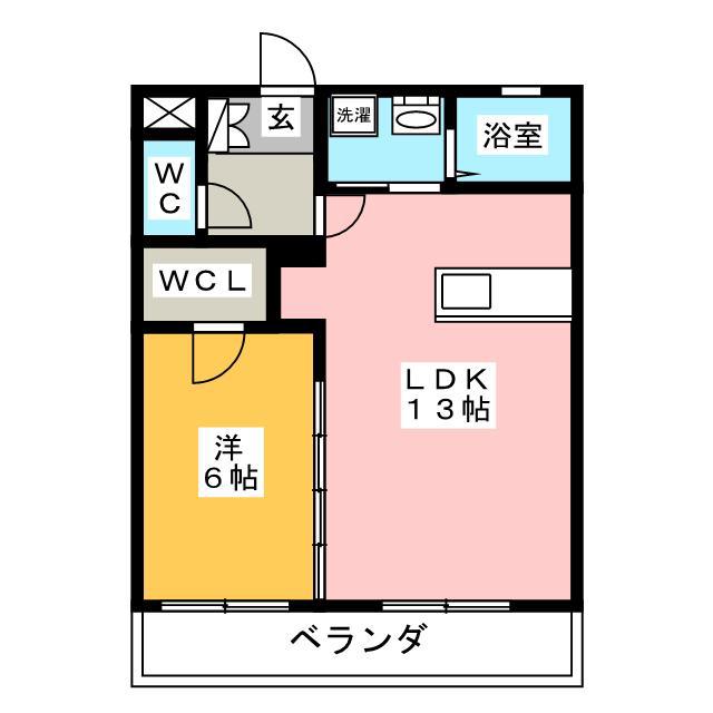 ケルンIII(1LDK/2階)の間取り写真