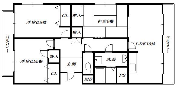 メゾンリヴィエール箕面(3LDK/1階)の間取り写真