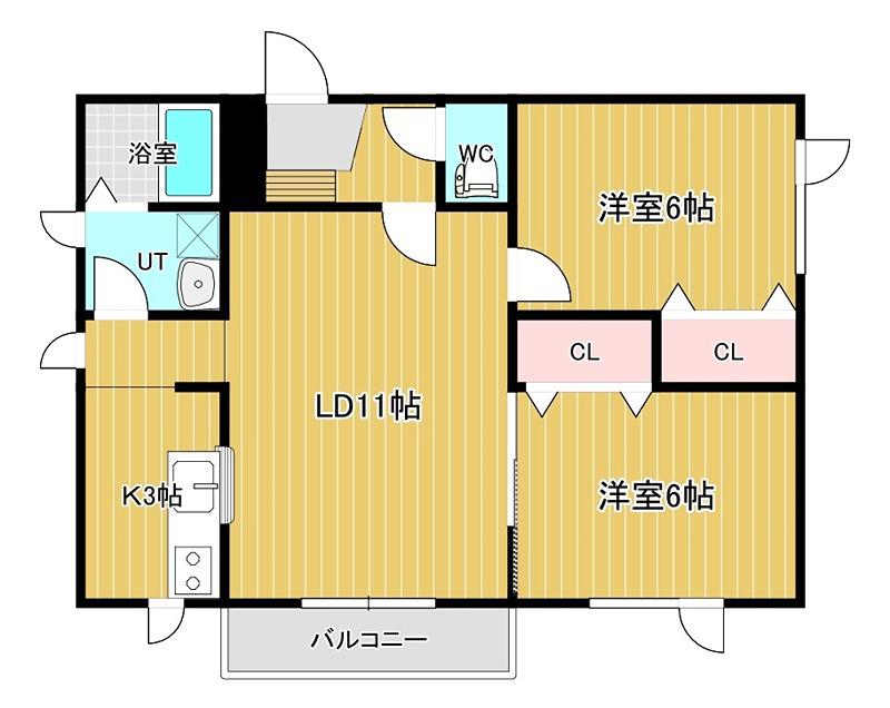 モダンラピュタ(2LDK/1階)の間取り写真