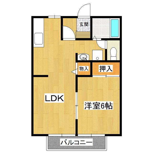 グリーンウッドA(1LDK/1階)の間取り写真