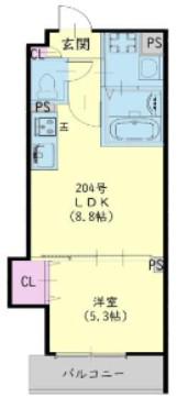 ラモーナ半田(1LDK/2階)の間取り写真