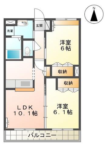 アーバンヒルズほなみ(2LDK/2階)の間取り写真