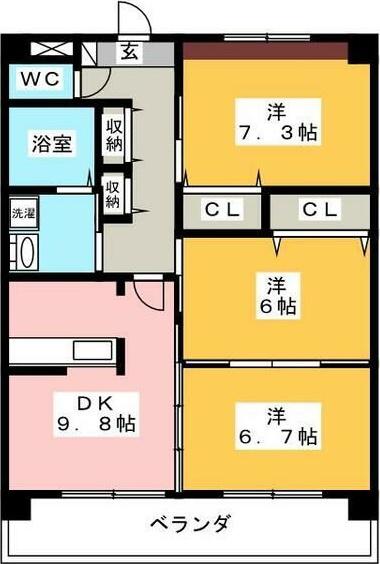 VILLA ARTISTIC(3DK/2階)の間取り写真