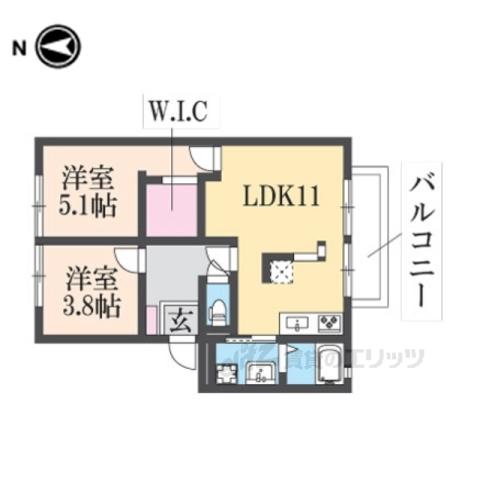 グランドゥールA・C(2LDK/2階)の間取り写真