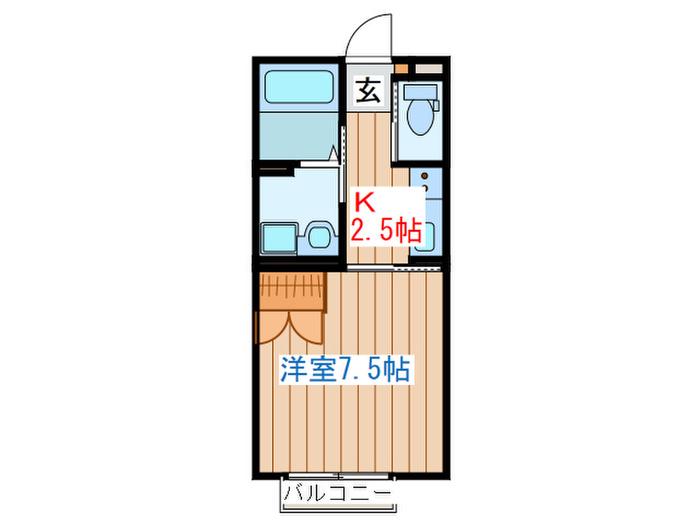 プランドール(1K/2階)の間取り写真