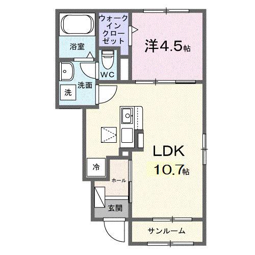セレーネ(1LDK/1階)の間取り写真
