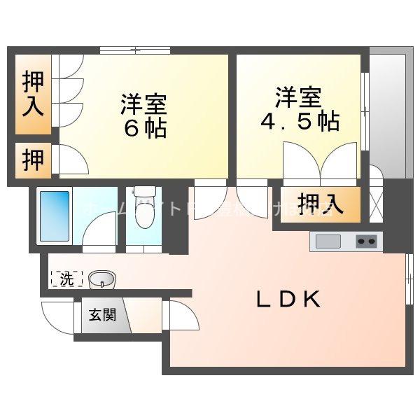 ユトリロ新川(2LDK/6階)の間取り写真