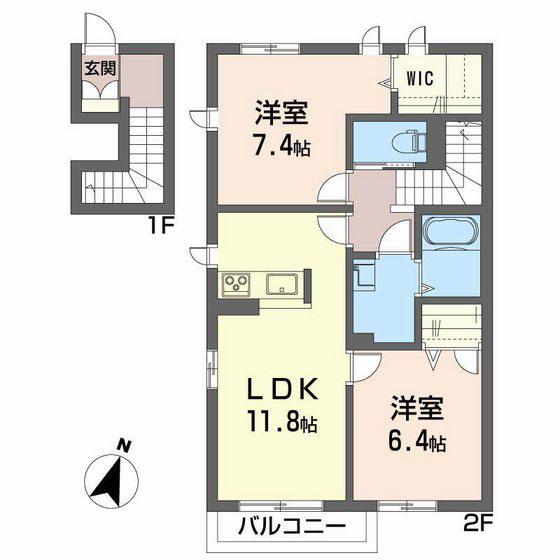 シャーメゾンSS(2LDK/2階)の間取り写真