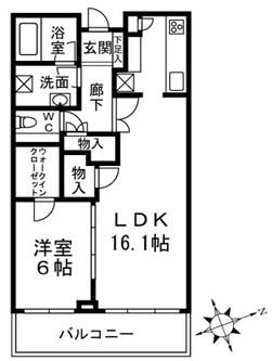 白金タワー(1LDK/25階)の間取り写真