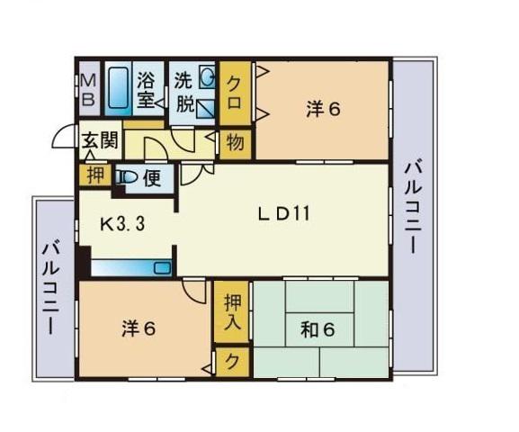 コンフォート博多南(3LDK/1階)の間取り写真