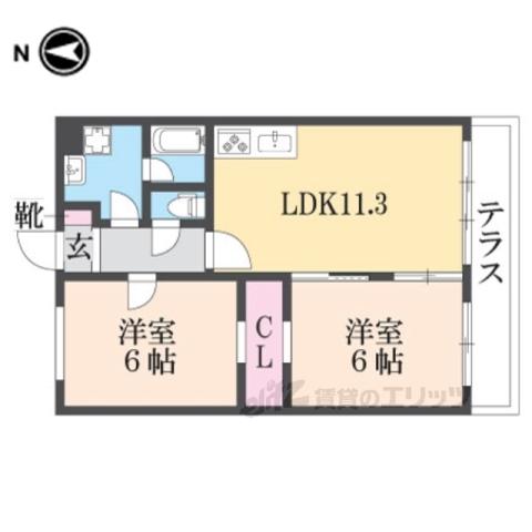 雅パートⅠ(2LDK/3階)の間取り写真