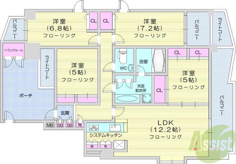 ダイアパレス福田町(4LDK/10階)の間取り写真
