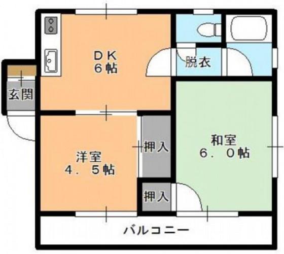 庚申ビル(2DK/2階)の間取り写真