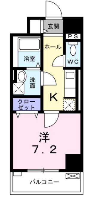 BONHEUR姫路栗山町(1K/2階)の間取り写真