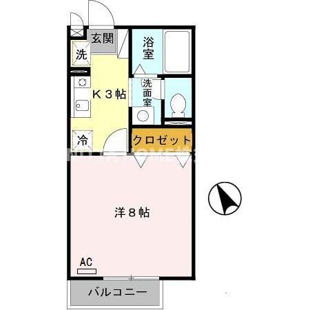 シルフィード27(1K/2階)の間取り写真
