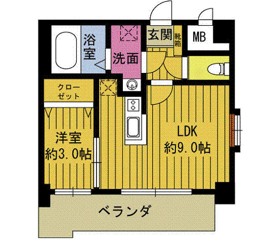 SUNGRACE CASA(1LDK/4階)の間取り写真