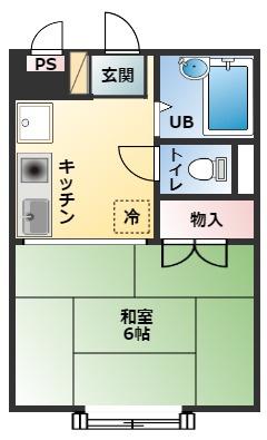 ティーハイツ1(1K/2階)の間取り写真