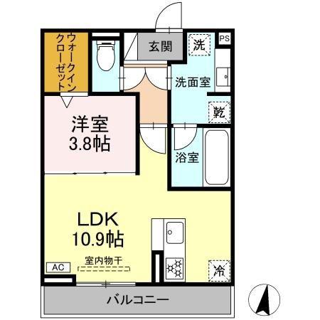 エクラノーブル(1LDK/3階)の間取り写真